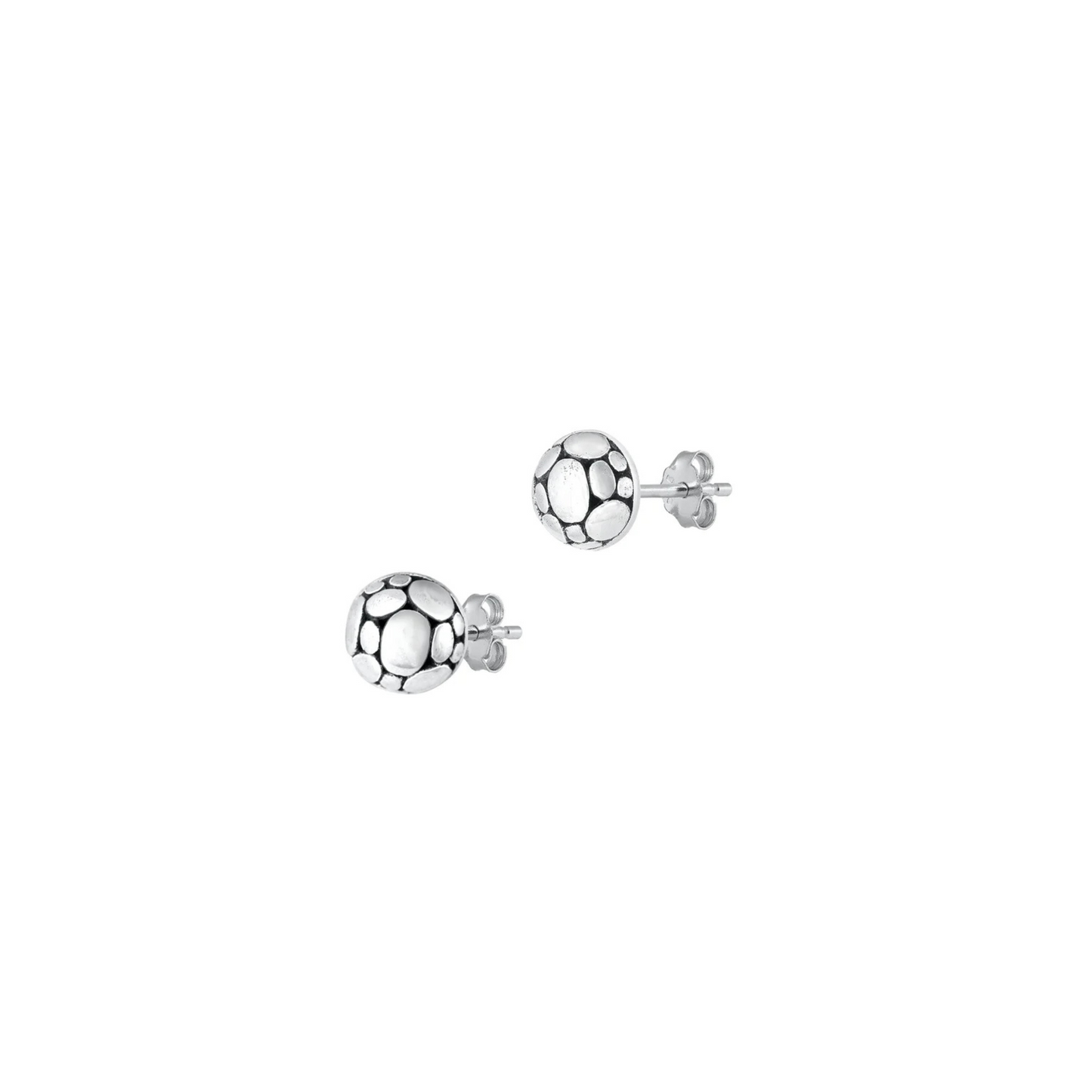 Silver Stud Earrings – Textured Pebble