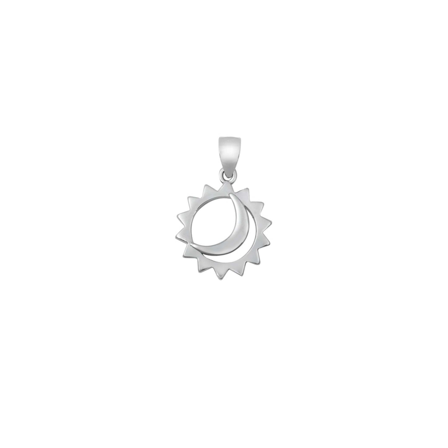 925 Sterling Silver Sun and Moon Pendant, Celestial Charm Necklace, Minimalist Cosmic Jewellery
