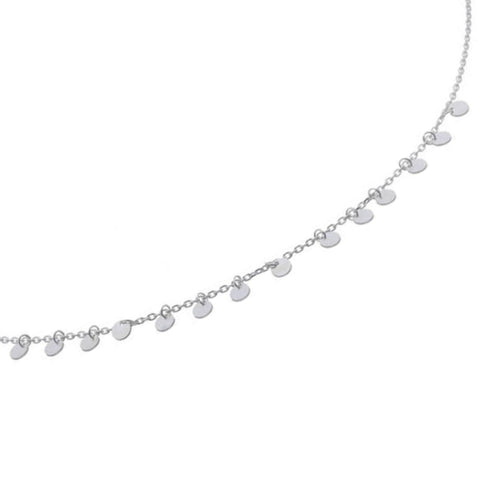 925 sterling silver disc charm necklace with 15 polished hanging discs