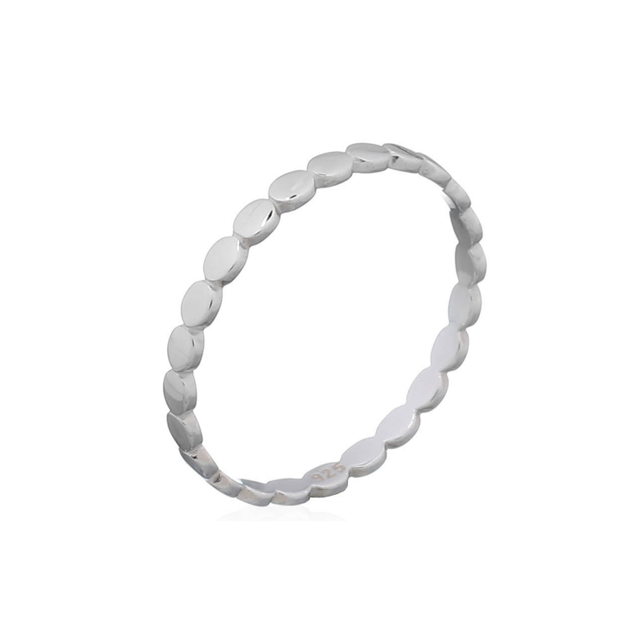 925 sterling silver dot link stackable ring with polished geometric design