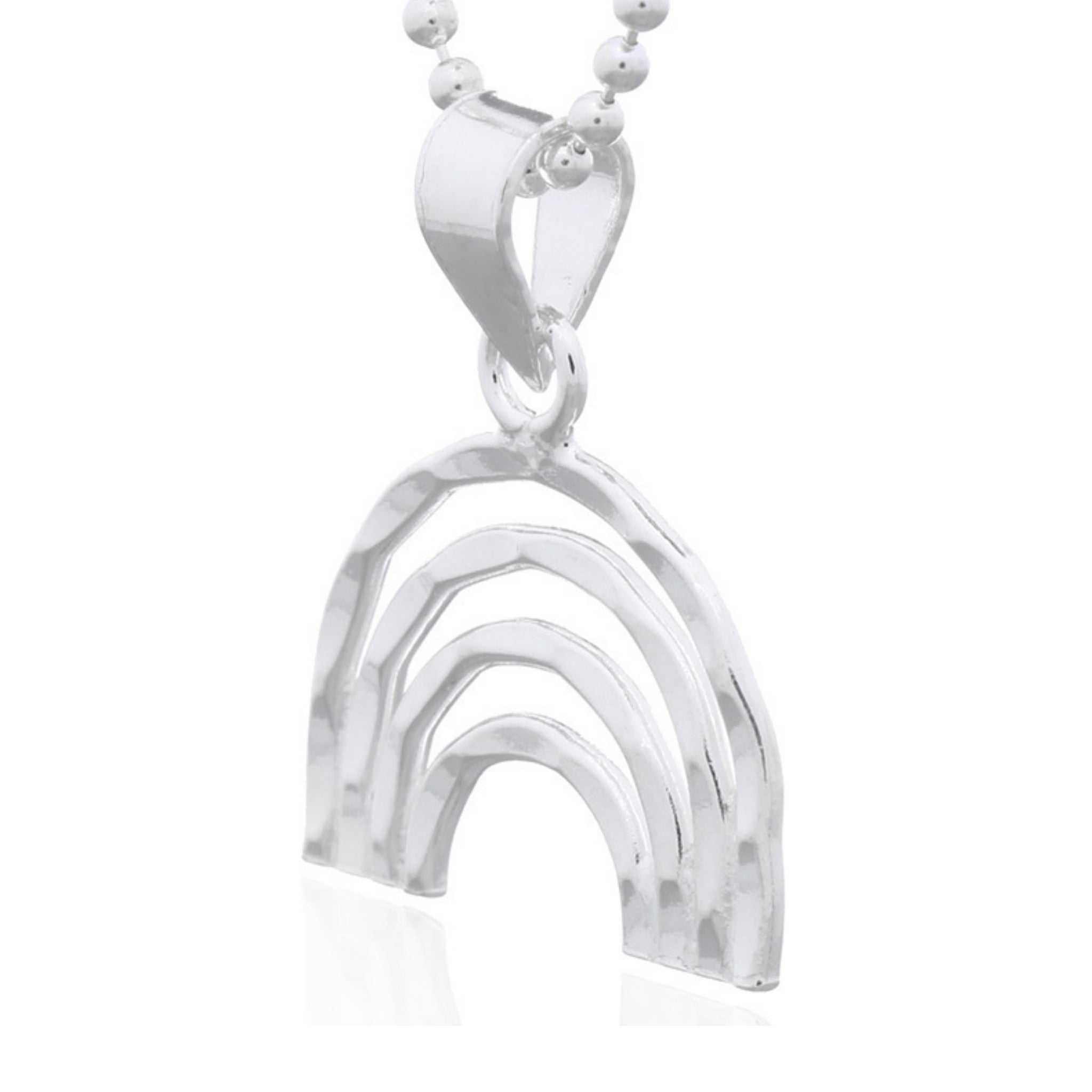 925 sterling silver hammered rainbow pendant necklace with textured finish