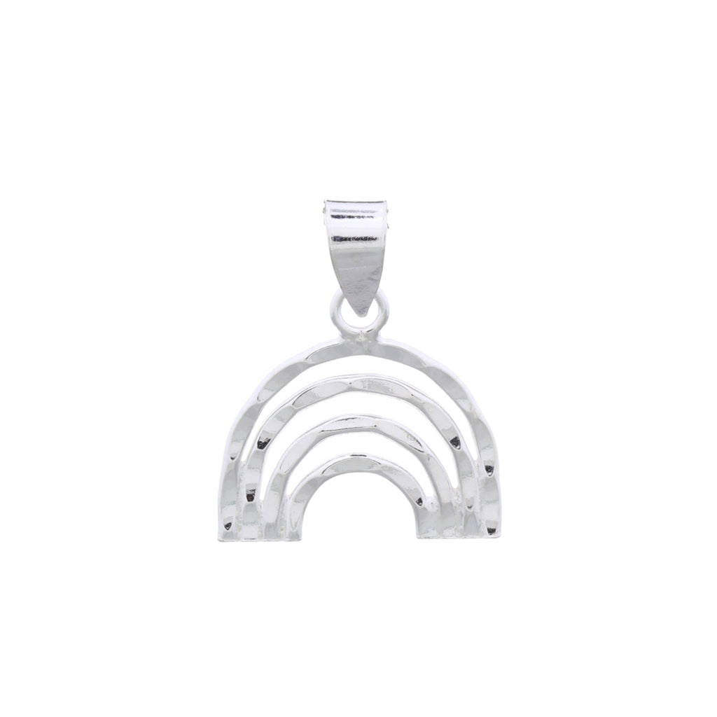 925 sterling silver hammered rainbow pendant necklace with textured finish