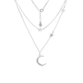 925 sterling silver layered moon and stars necklace with crescent moon charm