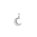 925 sterling silver mandala crescent moon pendant with intricate boho geometric design, celestial silver jewellery