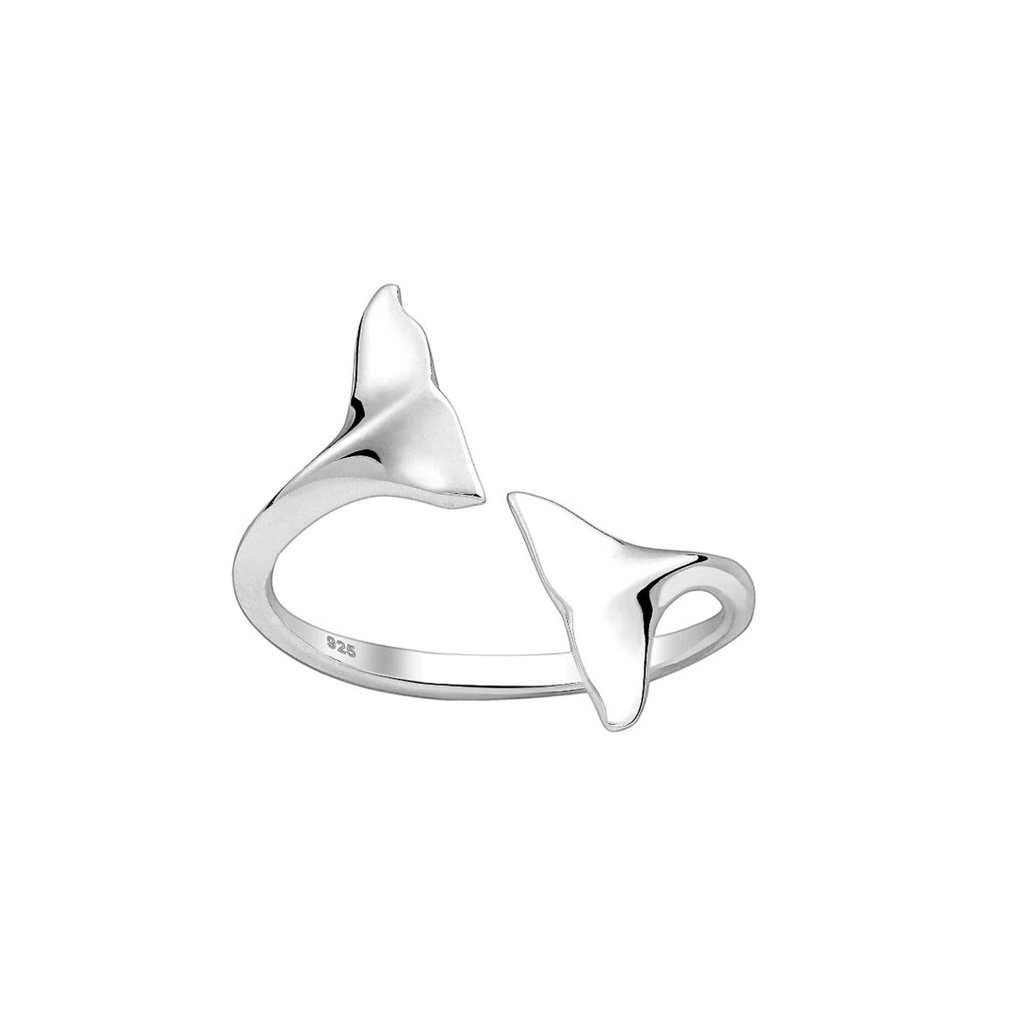 Adjustable  Whale Tail Silver Ring