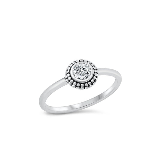 Bali Solitaire Sterling Silver Ring