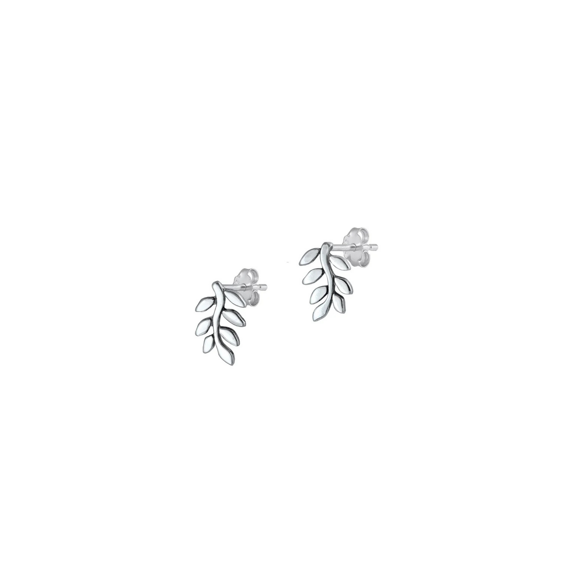 925 sterling silver olive leaf stud earrings with nature-inspired design