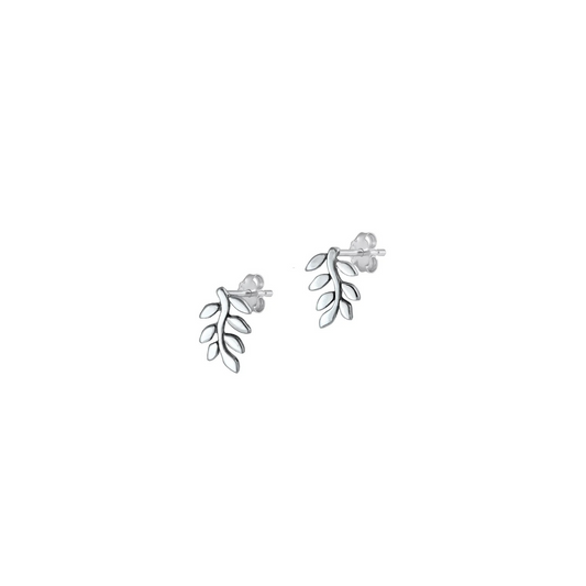 925 sterling silver olive leaf stud earrings with nature-inspired design