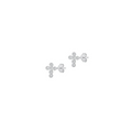 Dainty sterling silver cross stud earrings with clear cubic zirconia stones
