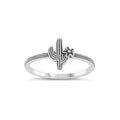 Sterling silver cactus ring, minimalist desert-inspired jewelry, boho stacking ring