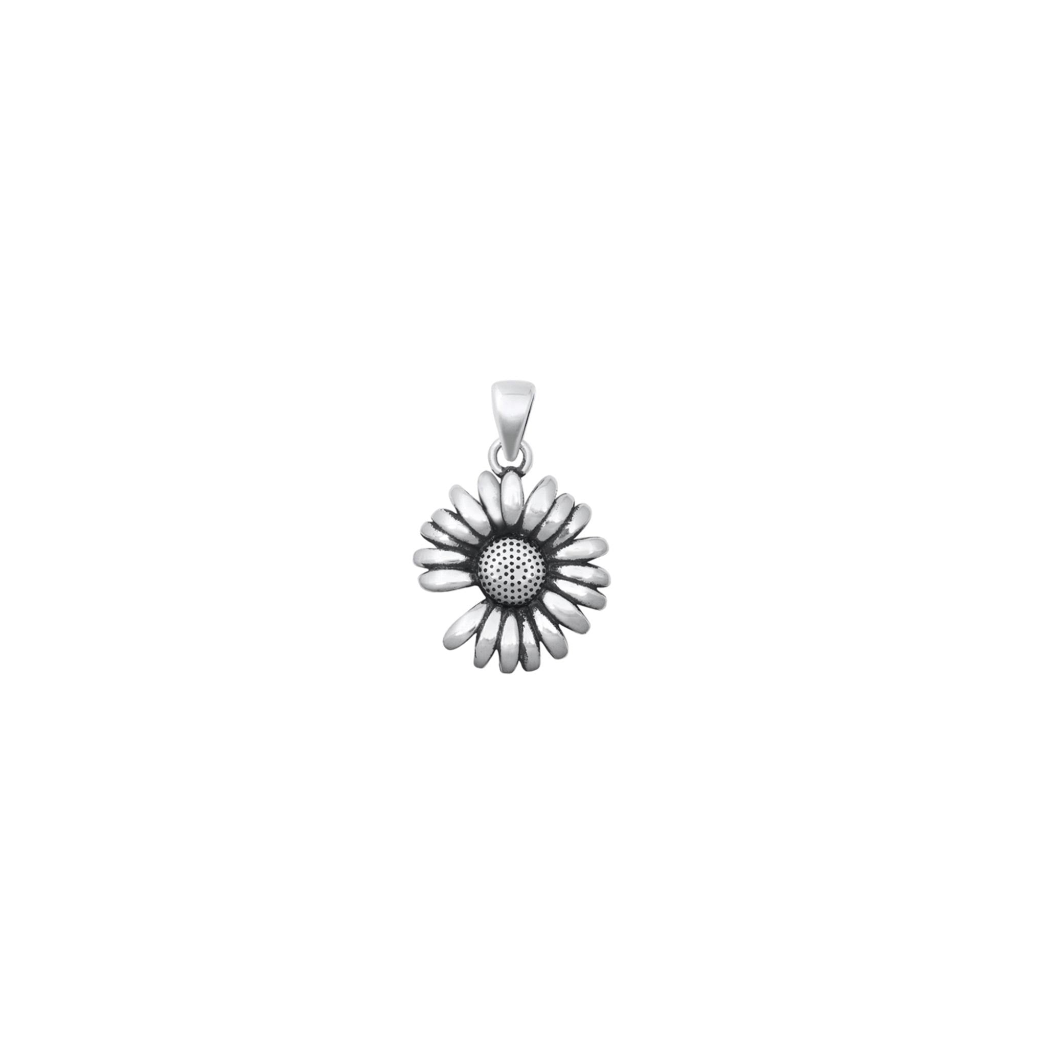 925 sterling silver daisy pendant, delicate flower charm, nature-inspired silver jewelry.