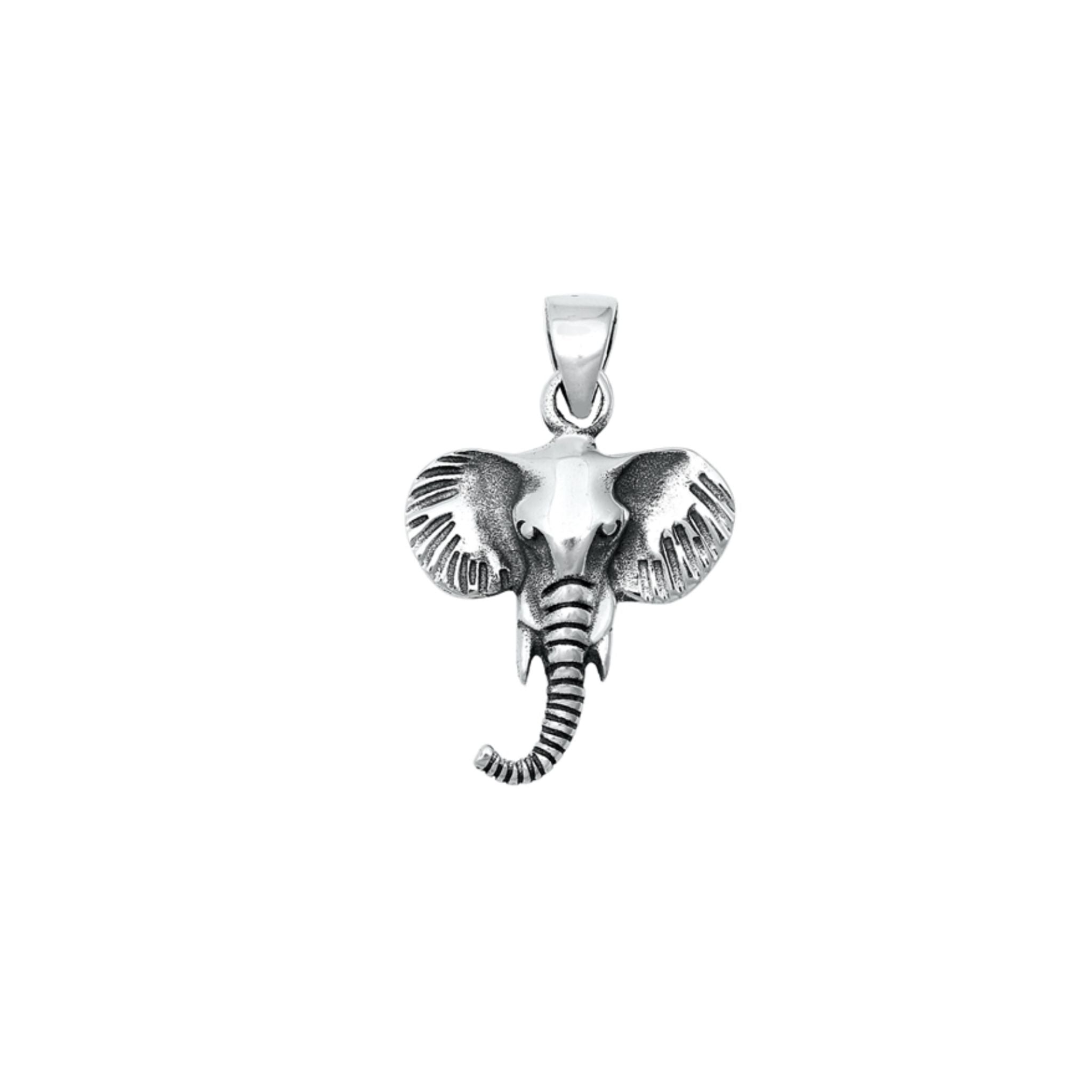 Elephant Head Pendant in 925 Sterling Silver, Animal Totem Jewelry, African Wildlife Inspired Charm.
