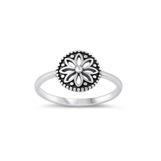 Flower Mandala Sterling Silver Ring