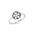 Sterling silver flower ring, oxidized finish, delicate floral design