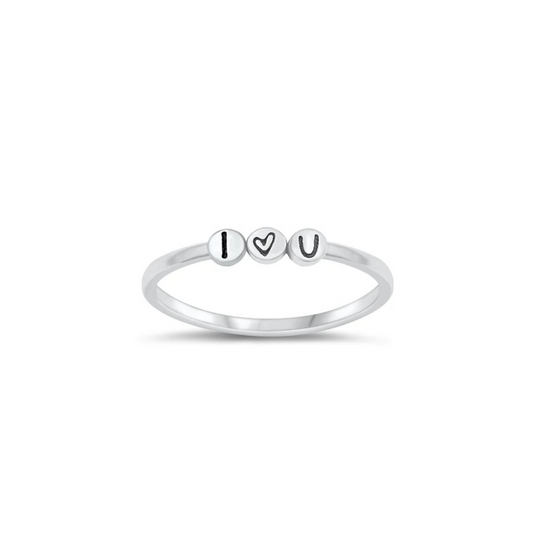Dainty sterling silver "I Love You" ring with heart engraving and minimalist design