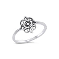 Sterling silver mandala ring, boho spiritual jewelry, intricate floral-inspired design