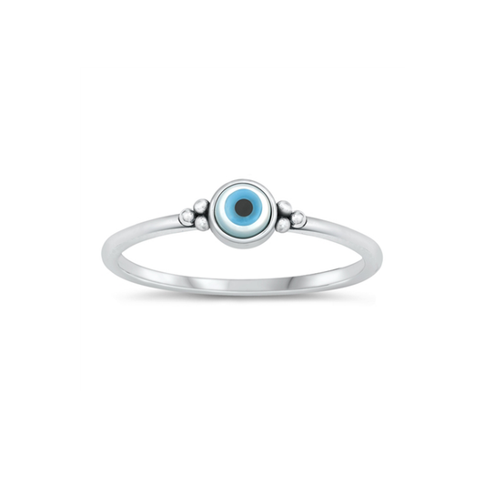 Evil Eye Silver Stone Ring