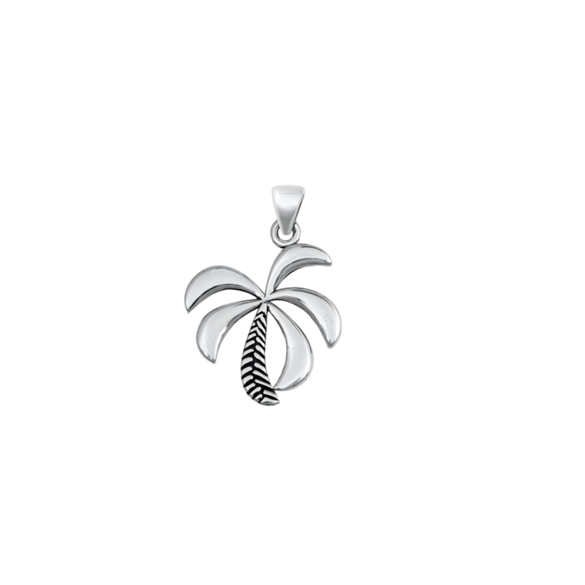 Palm Tree Pendant in 925 Sterling Silver, Tropical Summer Beach Jewelry Charm, Island-Inspired Necklace 