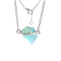 Raw Aquamarine Necklace Adjustable Sterling Silver