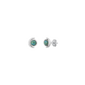 925 sterling silver crescent moon stud earrings with blue-green stone