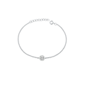 Sterling silver bracelet with a single clear CZ stone and an adjustable chain, 6.5" to 7.5" length.