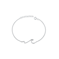 Sterling silver wave bracelet with adjustable length from 6.5" to 7.5", showcasing a sleek and fluid wave design.