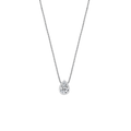 Silver CZ sterling silver necklace with teardrop design, featuring a clear cubic zirconia stone and adjustable chain.
