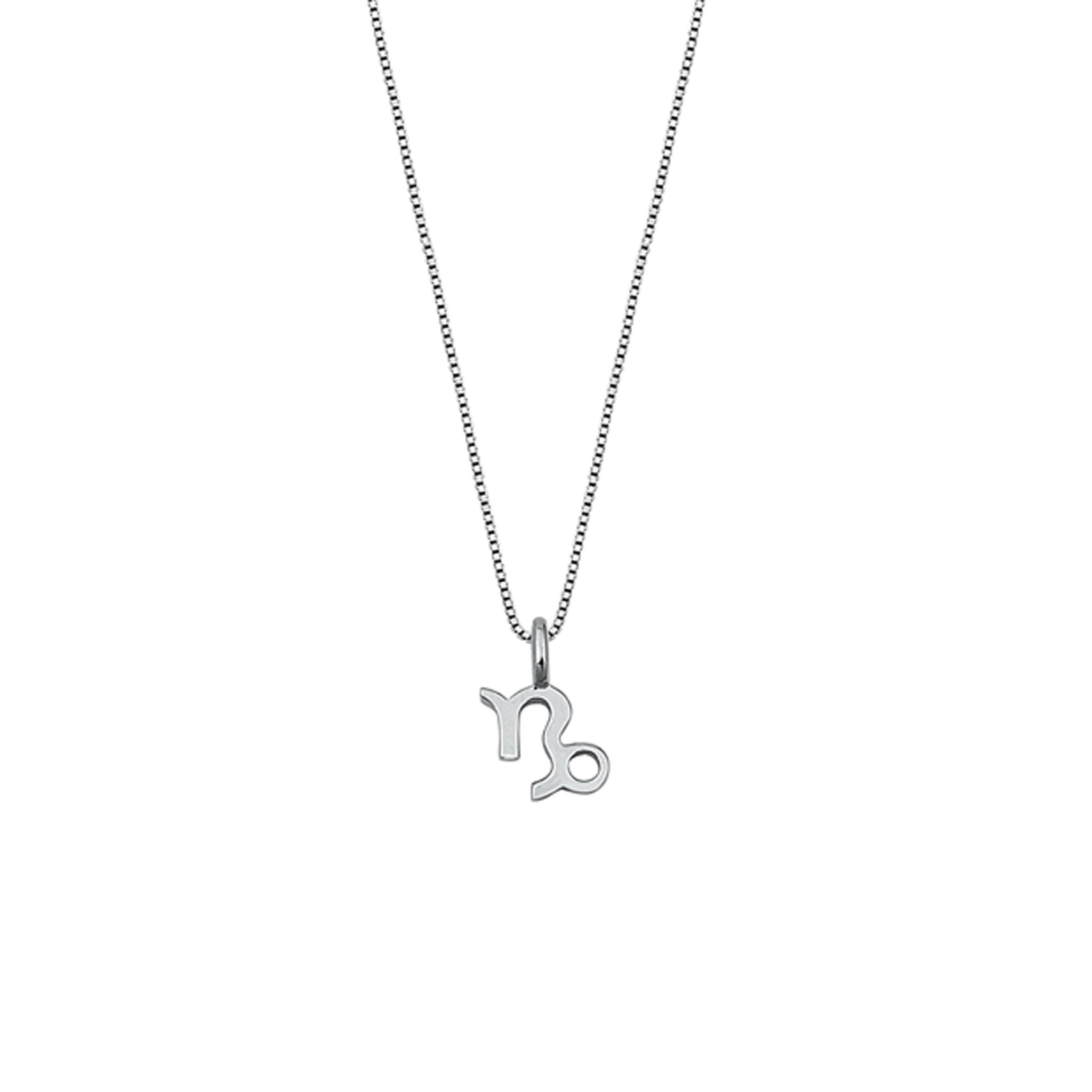 Sophisticated Capricorn zodiac necklace with a 10 mm 925 sterling silver pendant and adjustable chain.