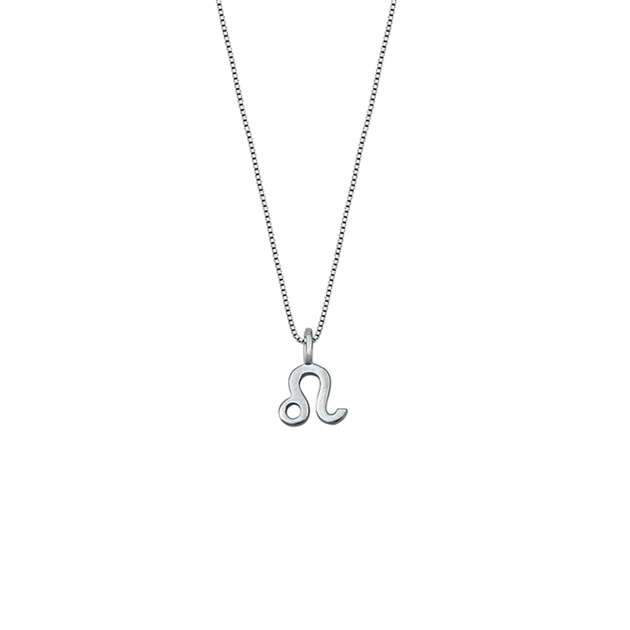 Elegant Leo zodiac necklace with an 8 mm 925 sterling silver pendant and adjustable chain.