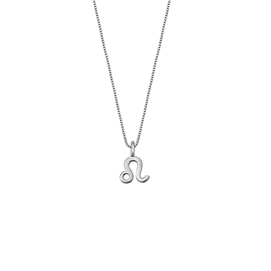 Elegant Leo zodiac necklace with an 8 mm 925 sterling silver pendant and adjustable chain.
