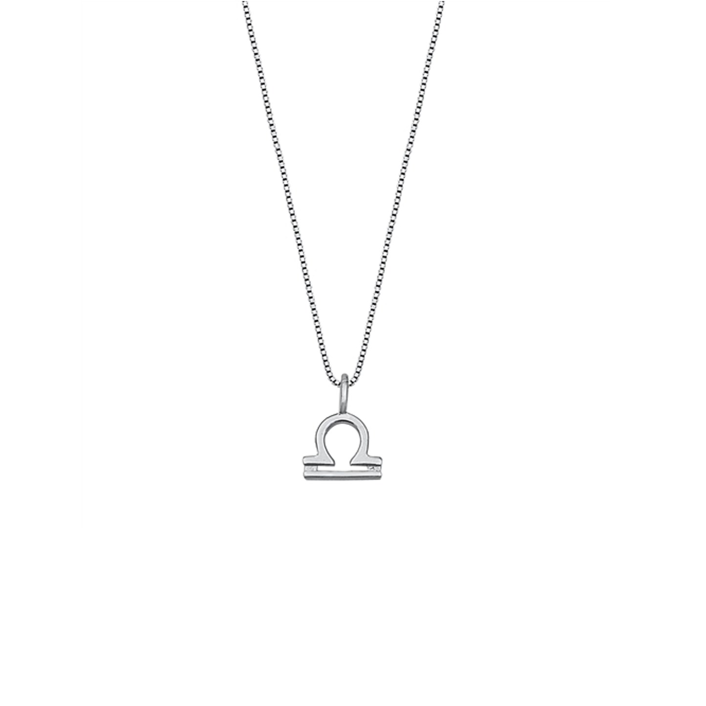 Stylish Libra zodiac necklace with an 8.2 mm 925 sterling silver pendant and adjustable chain.