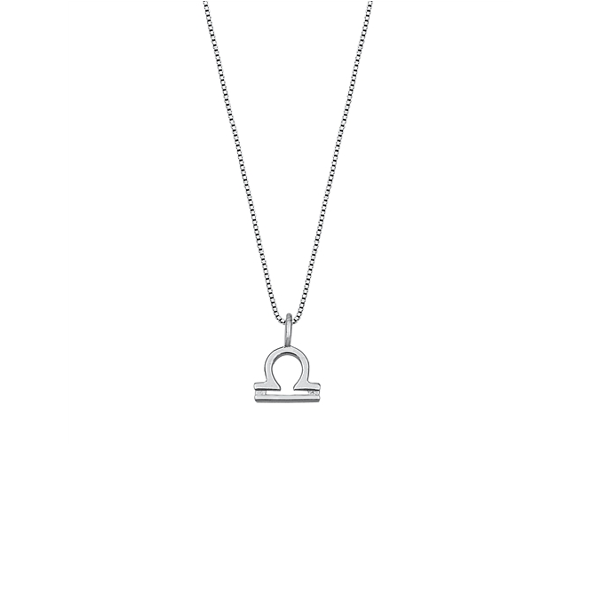 Stylish Libra zodiac necklace with an 8.2 mm 925 sterling silver pendant and adjustable chain.