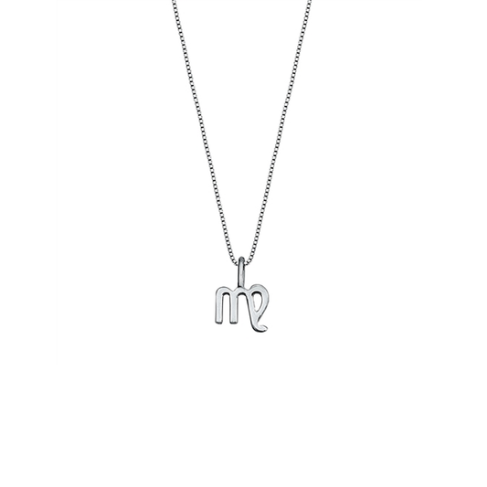 Elegant Virgo zodiac necklace with an 8.2 mm 925 sterling silver pendant and adjustable chain.