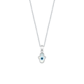 Elegant sterling silver Evil Eye Hamsa necklace with Mother of Pearl charm, 16" chain with 2" extension