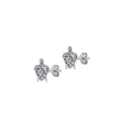 Sterling silver turtle stud earrings with a detailed, nature-inspired design.