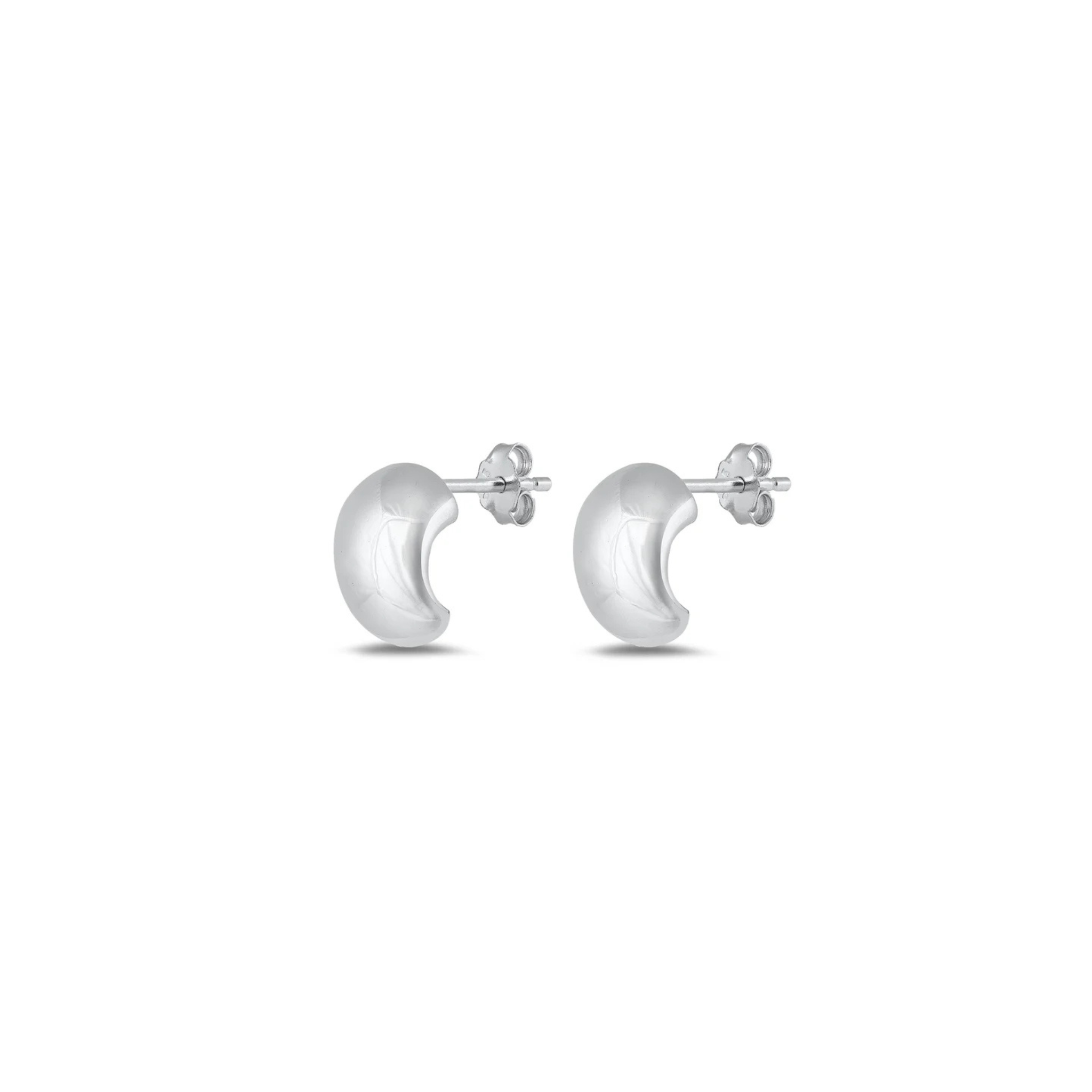 Chunky 925 sterling silver half hoop earrings with polished finish – bold everyday studs.