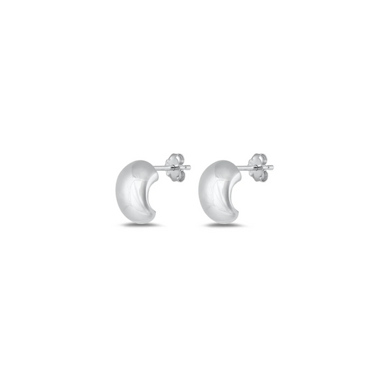 Chunky 925 sterling silver half hoop earrings with polished finish – bold everyday studs.