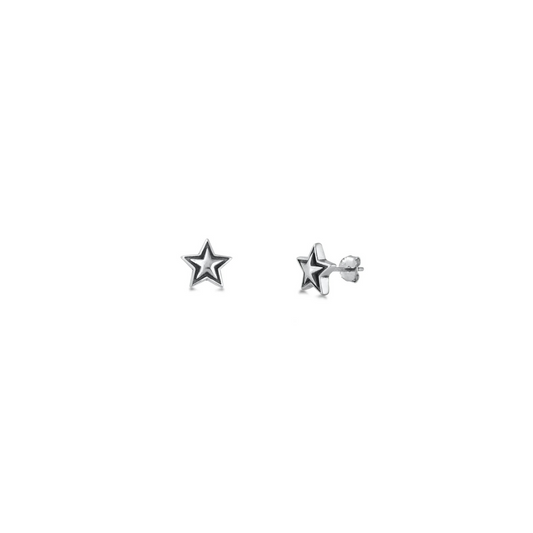 925 sterling silver star stud earrings with oxidised finish