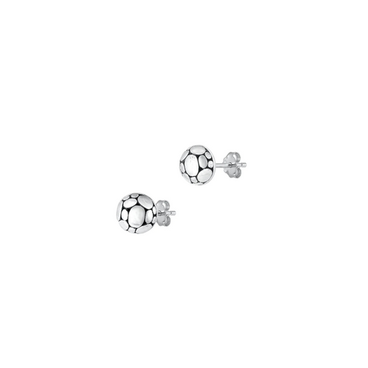 Silver Stud Earrings – Textured Pebble