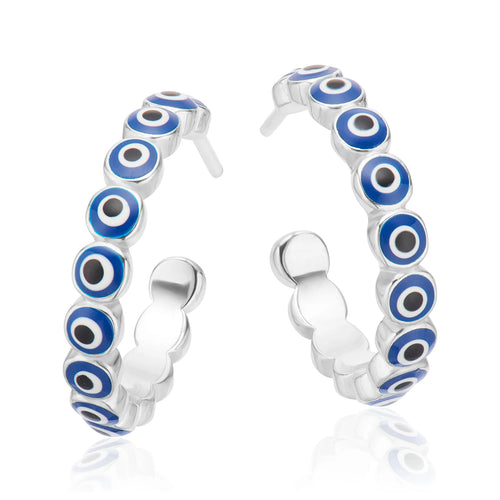 925 Silver Hoop Earrings – Evil Eye