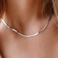 925 sterling silver Italian herringbone chain necklace 3.5mm polished flat silver chain jewelry