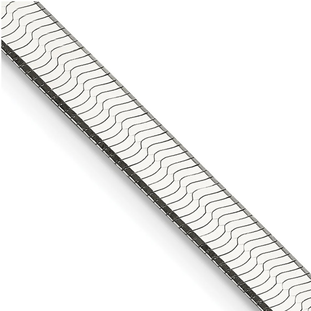 925 sterling silver Italian herringbone chain necklace 3.5mm polished flat silver chain jewelry