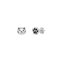 925 sterling silver cat and paw print stud earrings for animal lovers