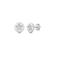 Sterling silver star stud earrings with crystal accents for a sparkly finish.