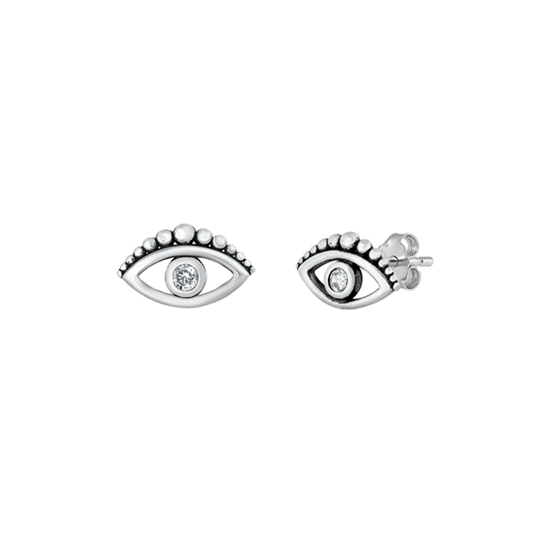 Sterling Silver CZ Earrings - Eyes