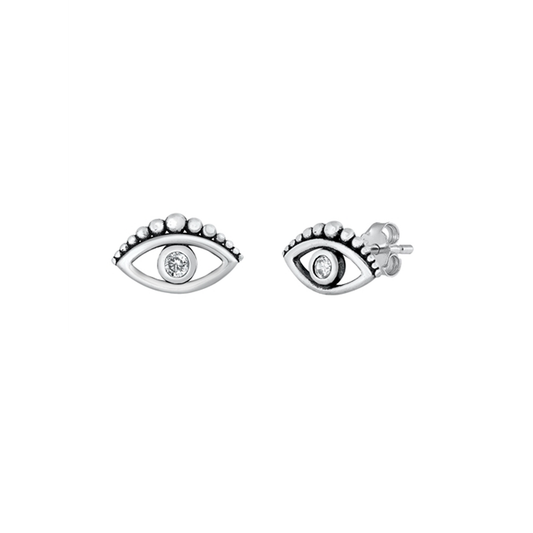 Sterling Silver CZ Earrings - Eyes