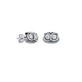 Sterling silver cubic zirconia owl stud earrings with oxidized details, symbolizing wisdom and elegance.
