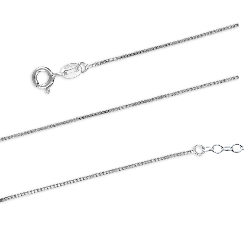 Sterling Silver Italian Box Chain - 16 +2 Inch - Extendable