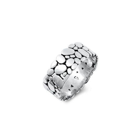 Sterling silver pebble ring, organic stone-inspired design, nature-themed jewelry