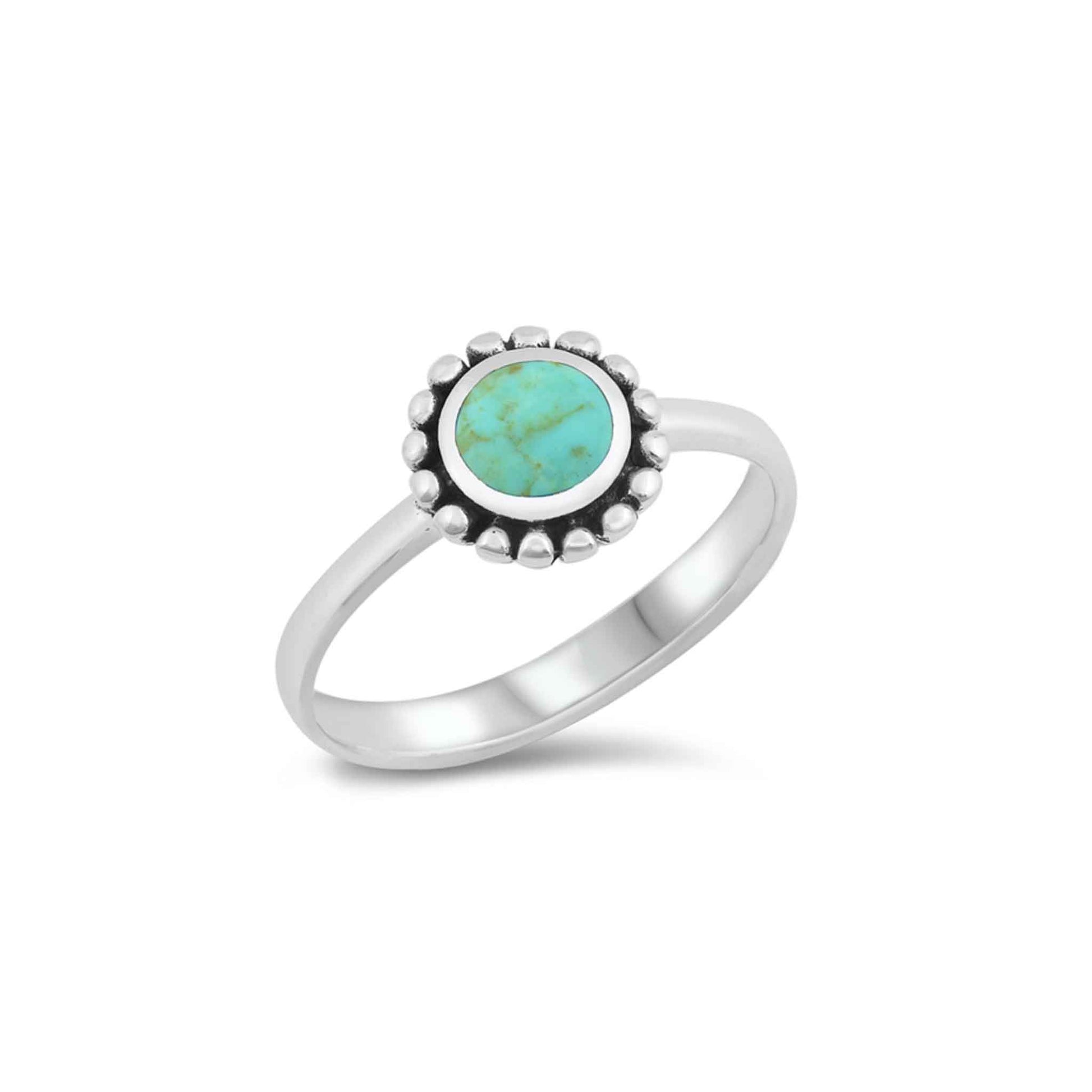 Sterling silver turquoise ring, boho vintage-inspired jewelry, simulated turquoise stone